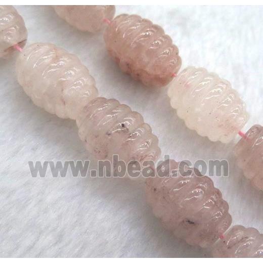 pink quartz barrel beads