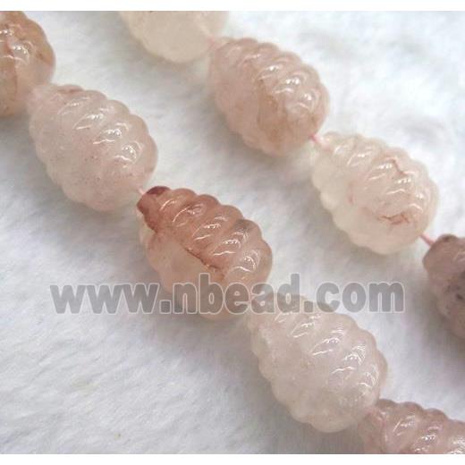 pink Strawberry Quartz teardrop beads