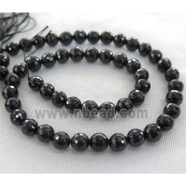 black Spinel Beads, faceted round