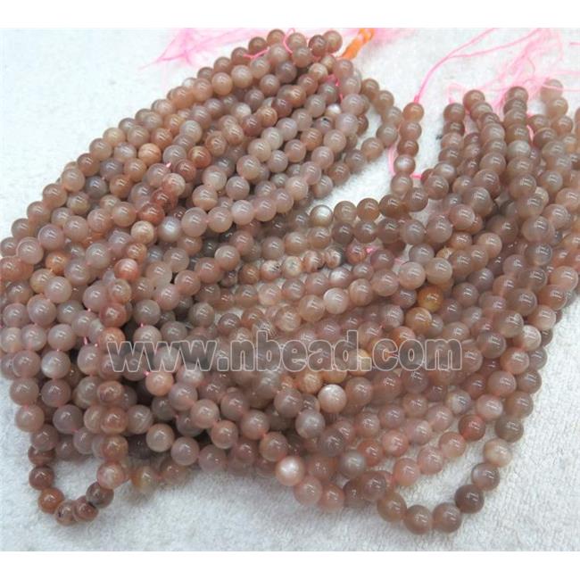 round sunstone beads, pink, AA-Grade