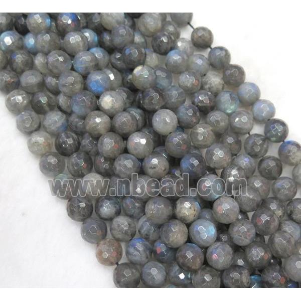 Labradorite beads, faceted round, AA-Grade