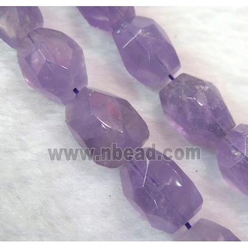Amethyst nugget beads, faceted freeform, purple