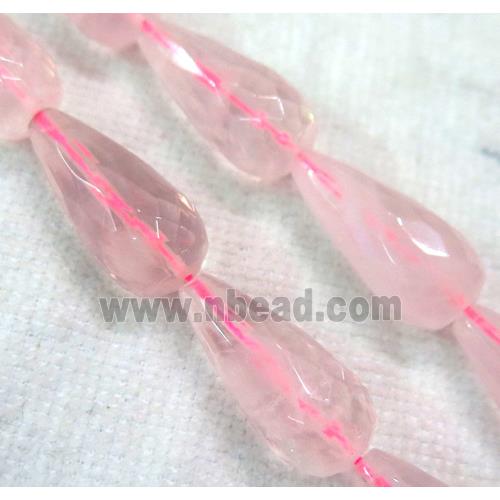 Rose Quartz teardrop beads, faceted