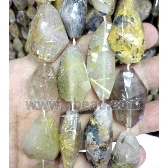 golden rutilated quartz beads, freeform