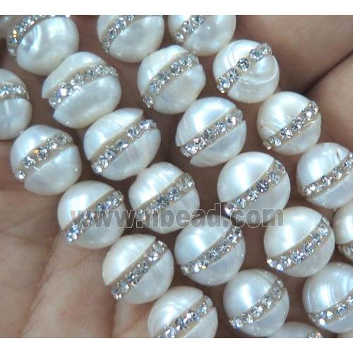 round white freshwater pearl beads paved rhinestone