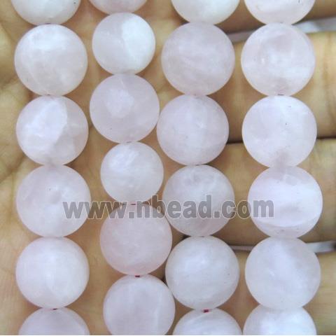 matte rose quartz beads, round