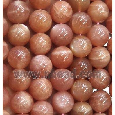 Sunstone beads, round, AAA-grade