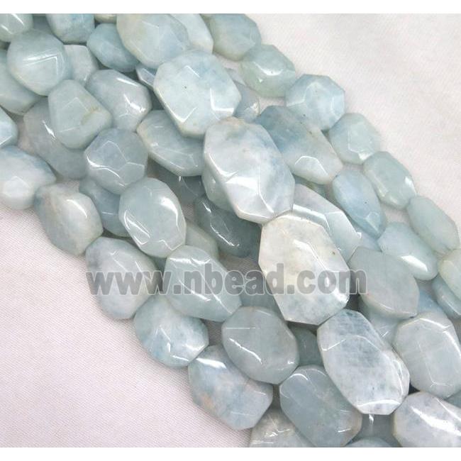 Aquamarine bead, faceted freeform