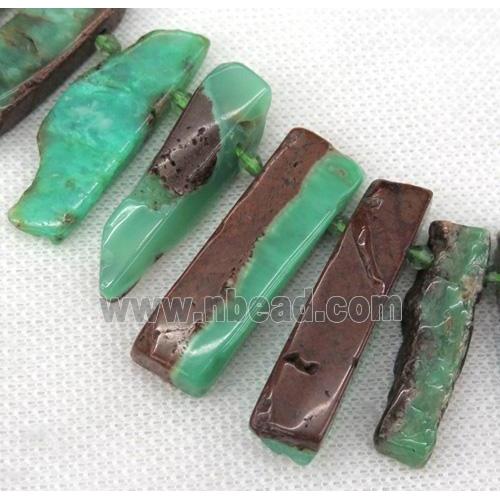 Australian Chrysoprase stick collar beads, green