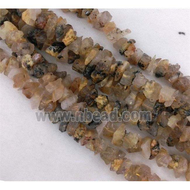 Gold Rutilated Quartz chip beads, freeform