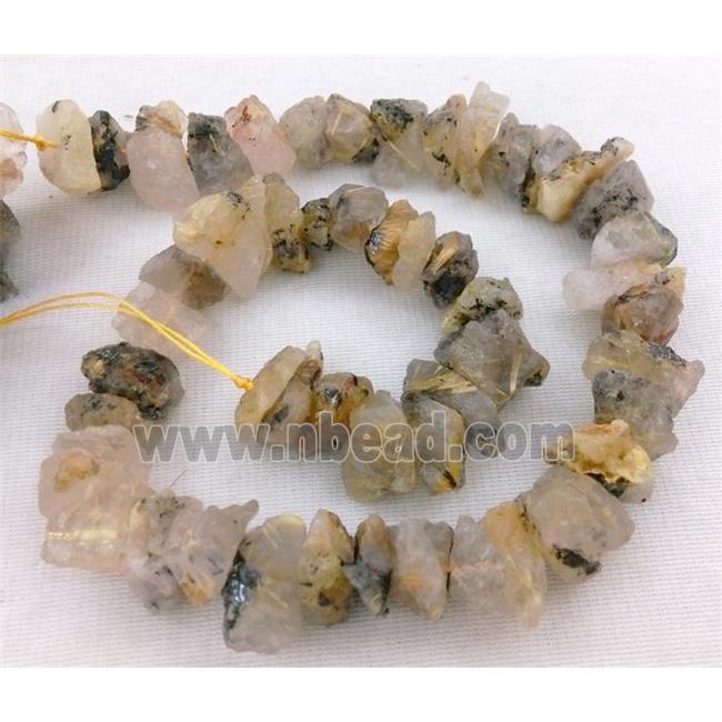 Gold Rutilated Quartz chip beads, freeform