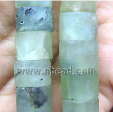 matte prehnite bead, heishi, green