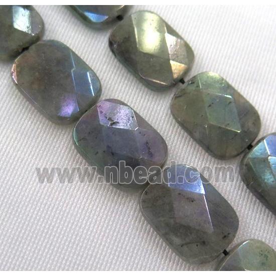 Labradorite bead, faceted rectangle, AB color