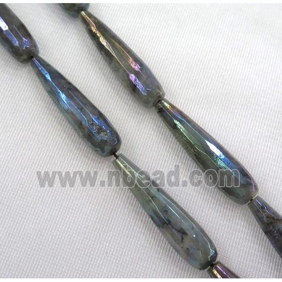 Labradorite bead, faceted teardrop, AB color