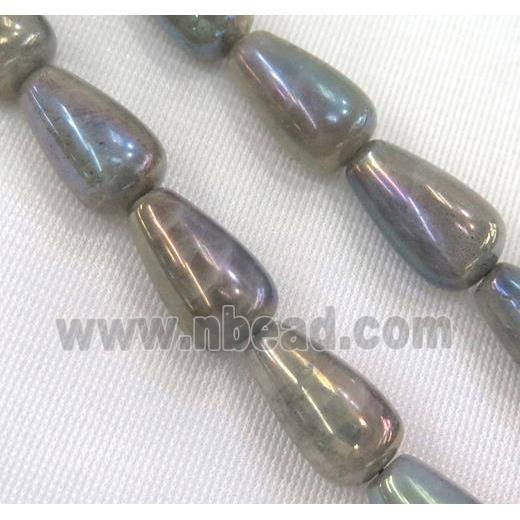 Labradorite bead, teardrop, AB color