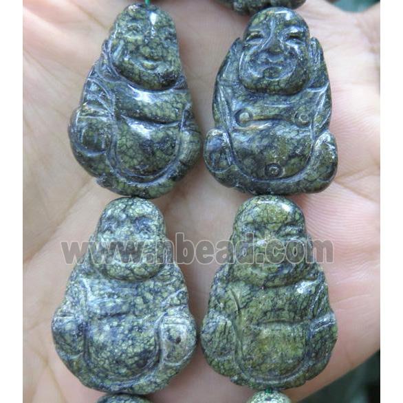 Green Lace Jasper buddha beads