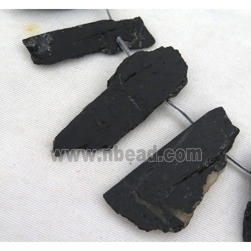 black tourmaline stick collar beads