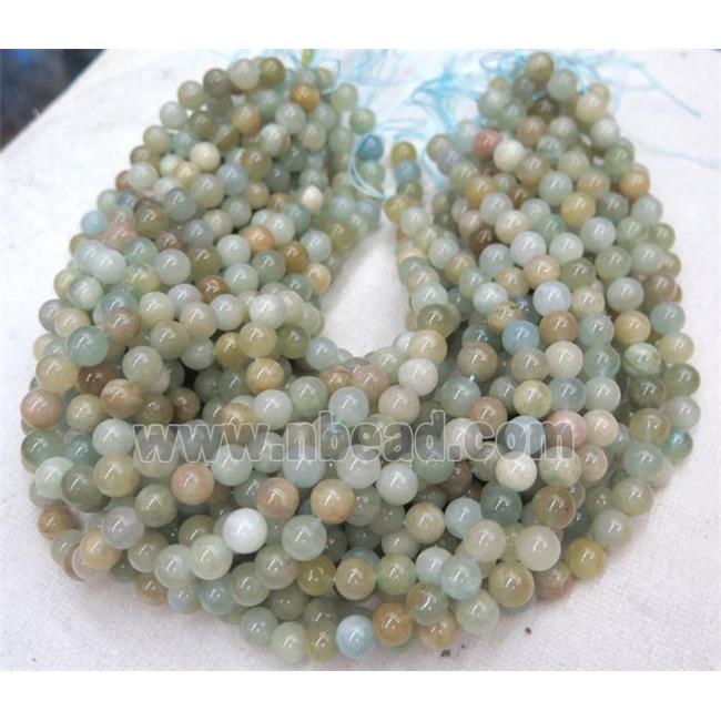 natural Aquamarine beads, round, AB-grade