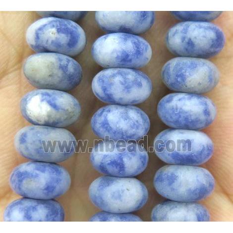 blue spotted dalmatian jasper beads, rondelle, matte