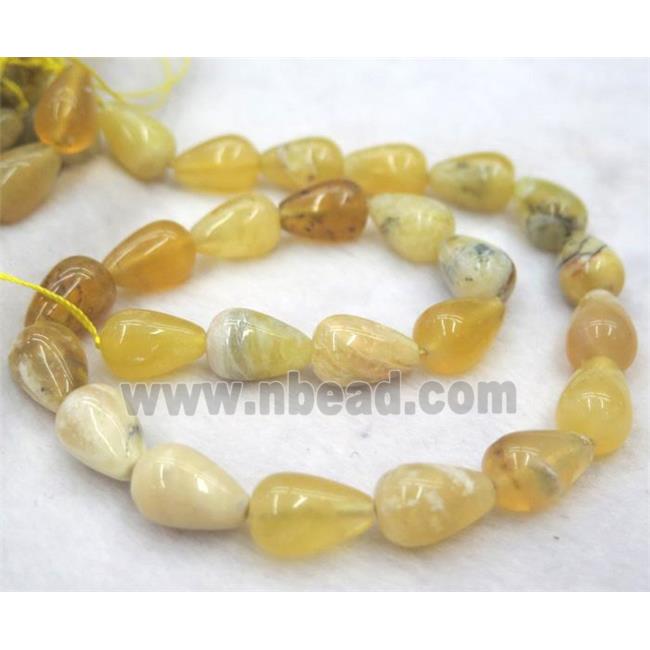 yellow Opal jasper bead, teardrop