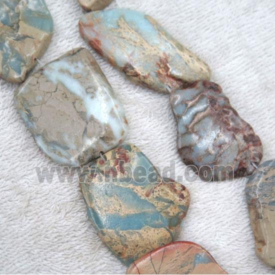 snakeskin jasper beads, slice, freeform