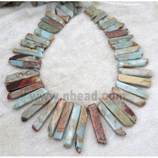 snakeskin jasper bead, stick, freeform