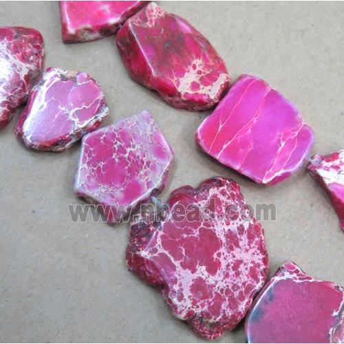 Sea Sediment Jasper bead, slice, freeform, hotpink