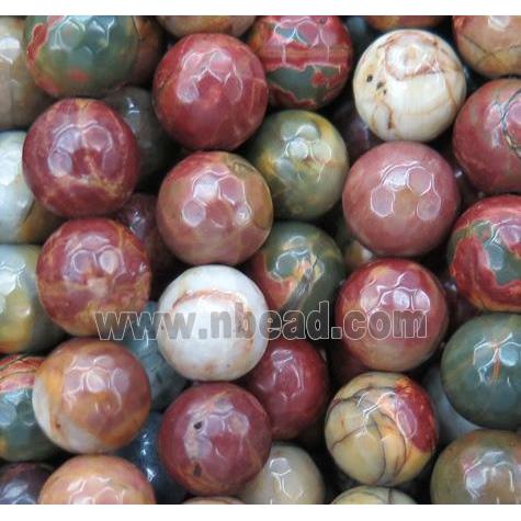 red Picasso Jasper Beads, faceted round