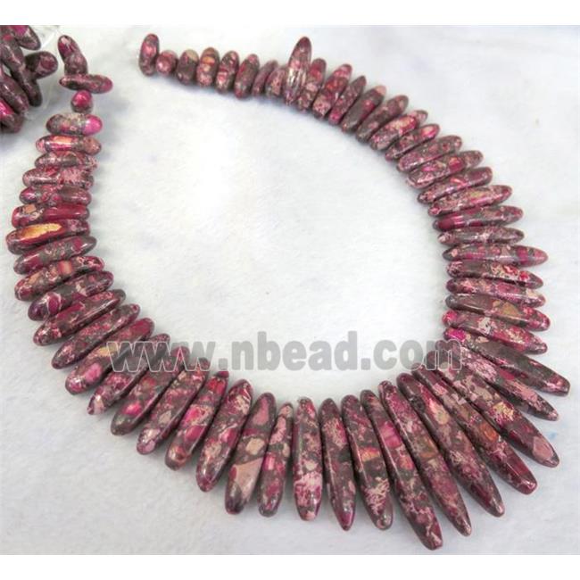 Imperial Jasper Beads for necklace, stick, hotpink