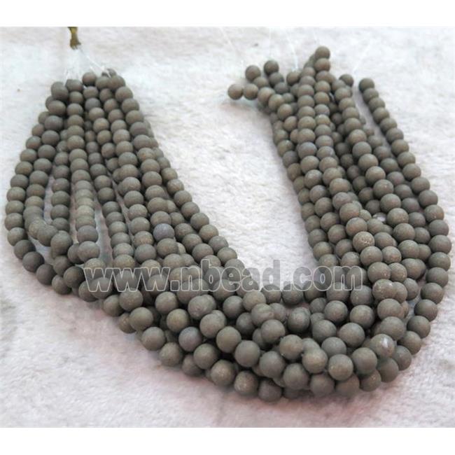 natural round matte Pyrite Beads