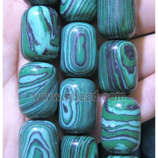 Synthetic Malachite Beads Green Barrel