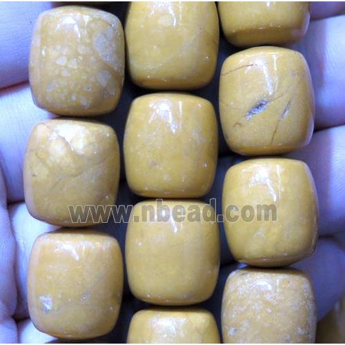 Yellow Dye Jade Beads Barrel