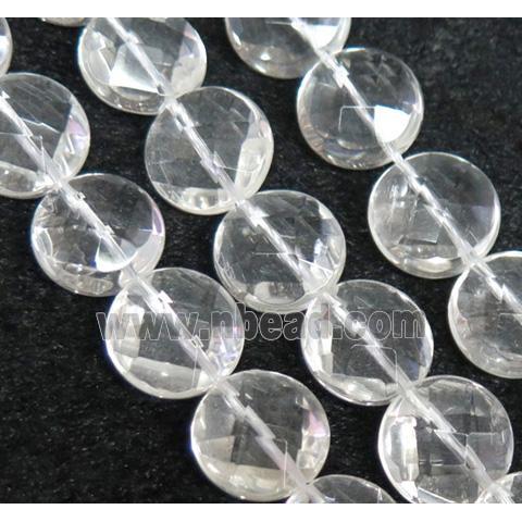 clear quartz bead, faceted flat round