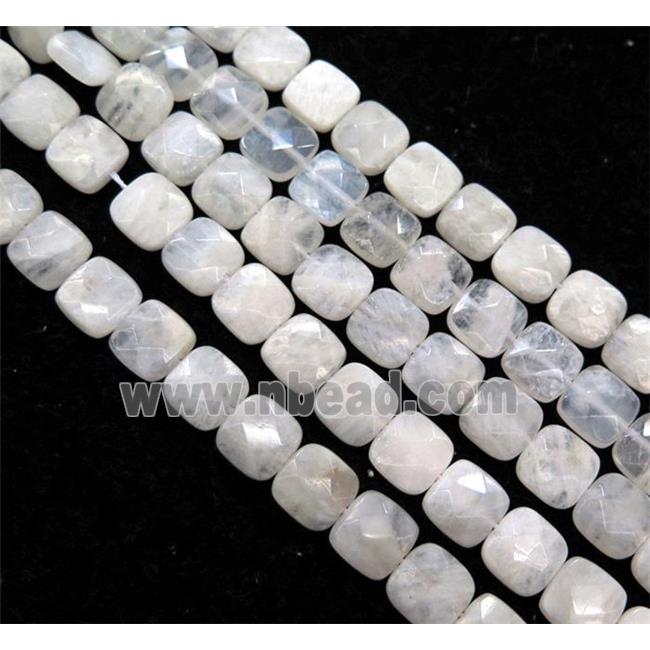 white MoonStone beads, faceted square