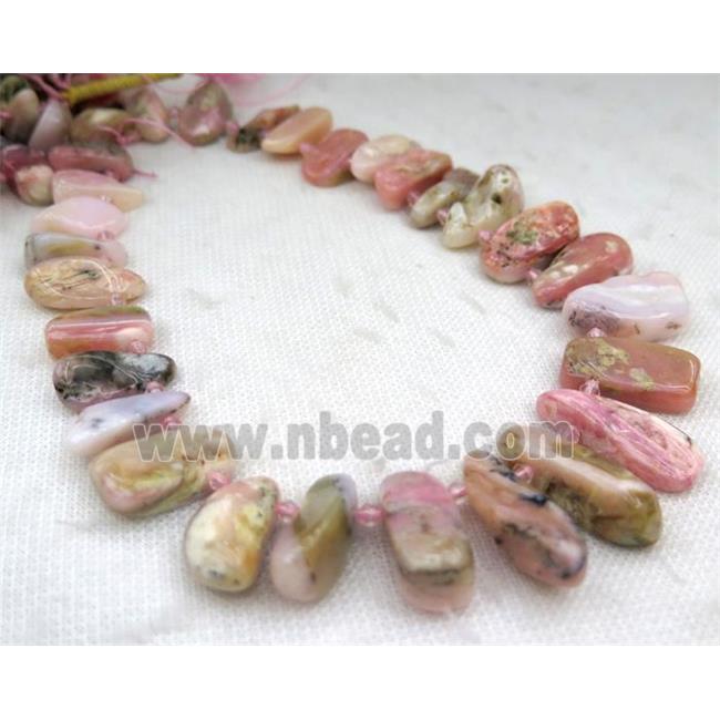 pink opal jasper collar bead, freeform, top drilled