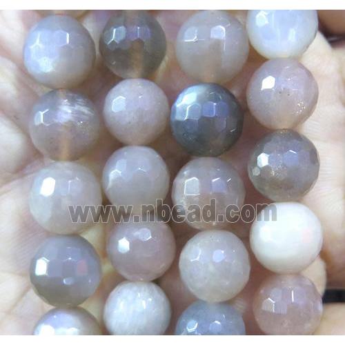 black Sunstone bead, faceted round