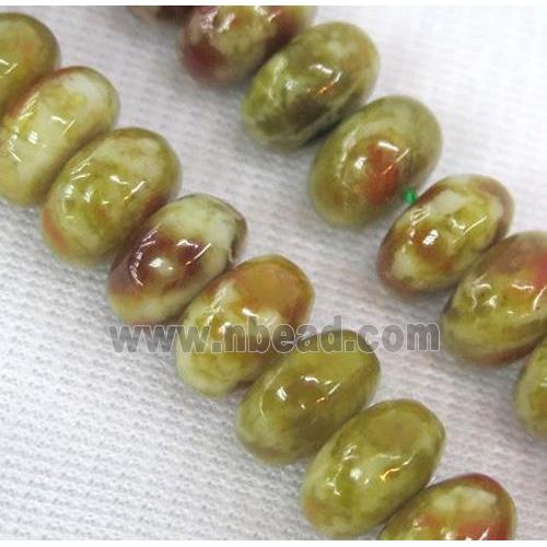 Green Serpentine Jasper rondelle Beads