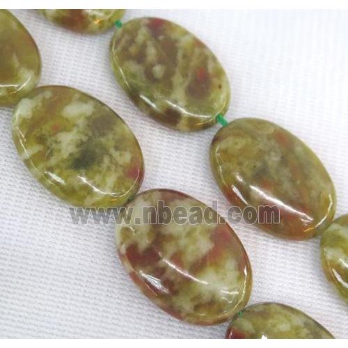 Green Serpentine Jasper Beads, oval