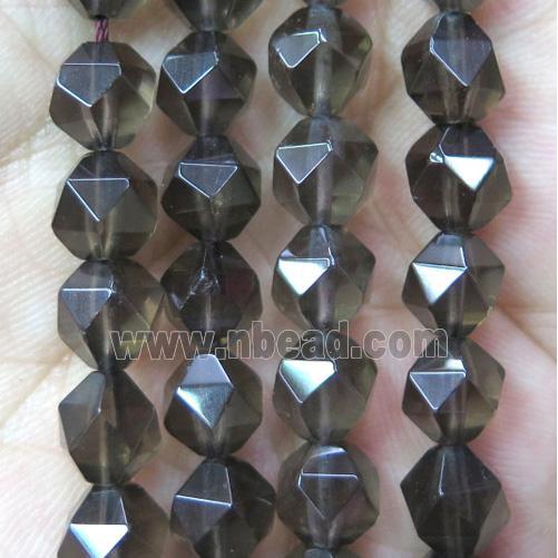 Smoky Quartz beads cut round