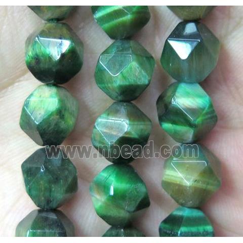 green Tiger Eye Stone beads cut round