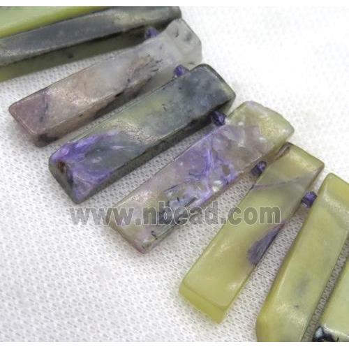 Charoite collar bead, stick, dye