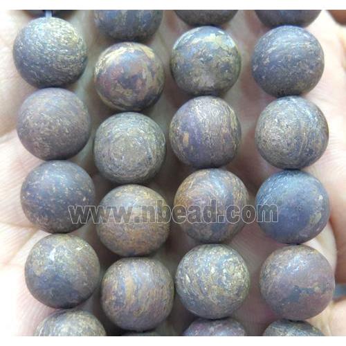 Bronzite bead, matte, round