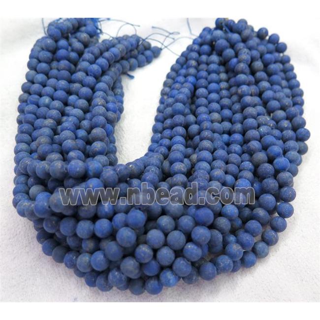 blue Lapis Lazuli bead, matte, round