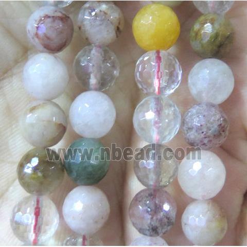 rutilated quartz bead, faceted round