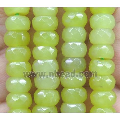 lemon jade beads, faceted rondelle, olive