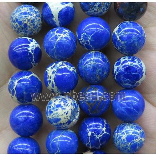 royal-blue Sea Sediment Jasper bead, round