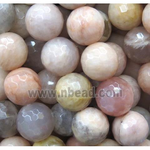 faceted round SunStone beads, pink