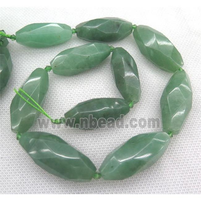 faceted Green Aventurine rice beads