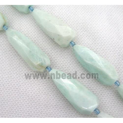 Amazonite bead, faceted teardrop, AB-grade