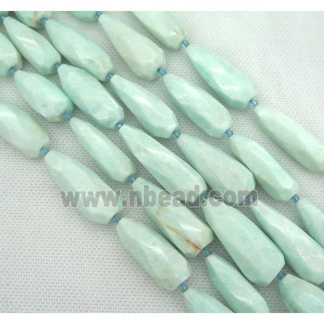 Amazonite bead, faceted teardrop, AB-grade